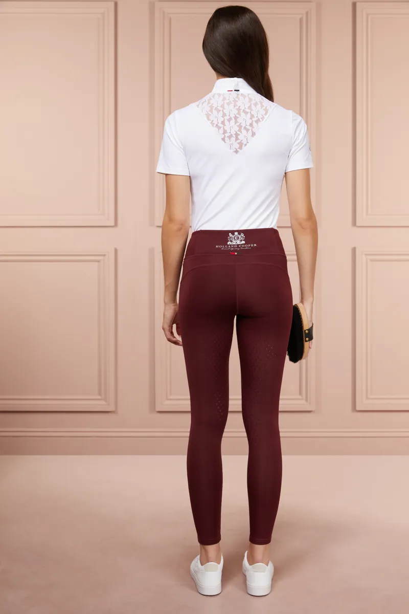 Holland Cooper Thermal Full Grip Leggings Ladies in Burgundy-1
